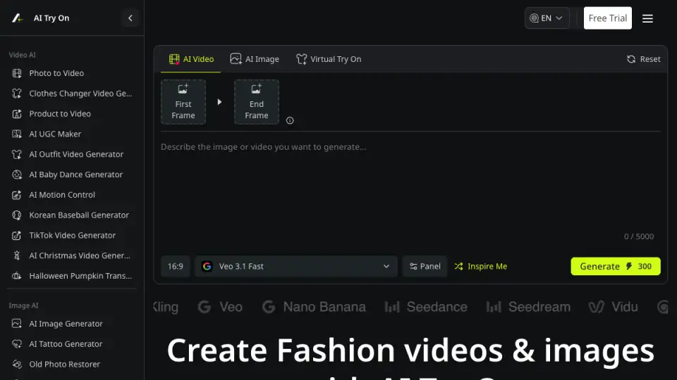 Homepage preview of AI Try On