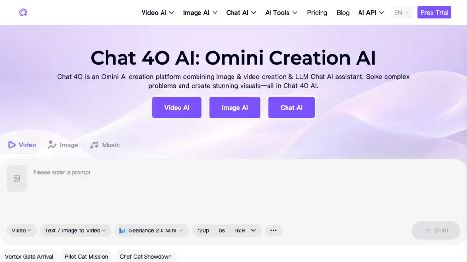 Homepage preview of Chat 4O AI