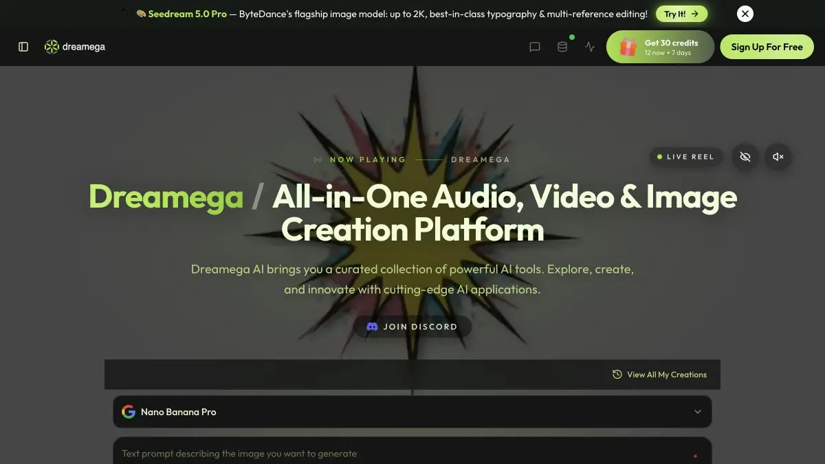 Homepage preview of Dreamega