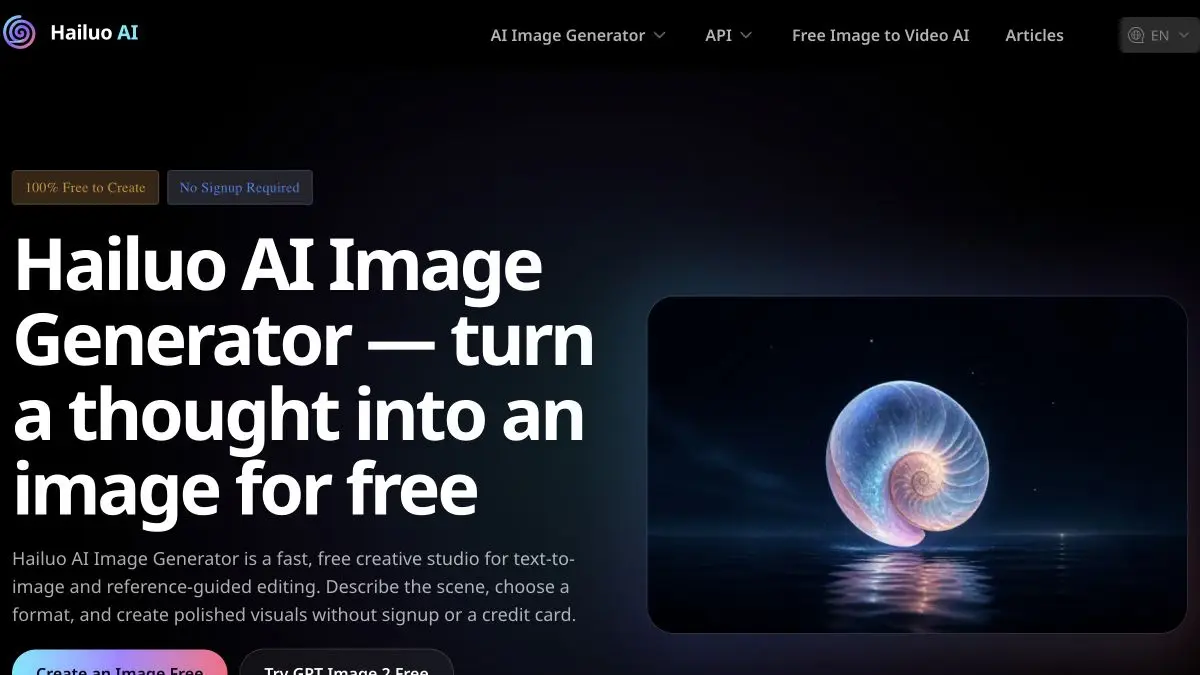 Homepage preview of Hailuo AI