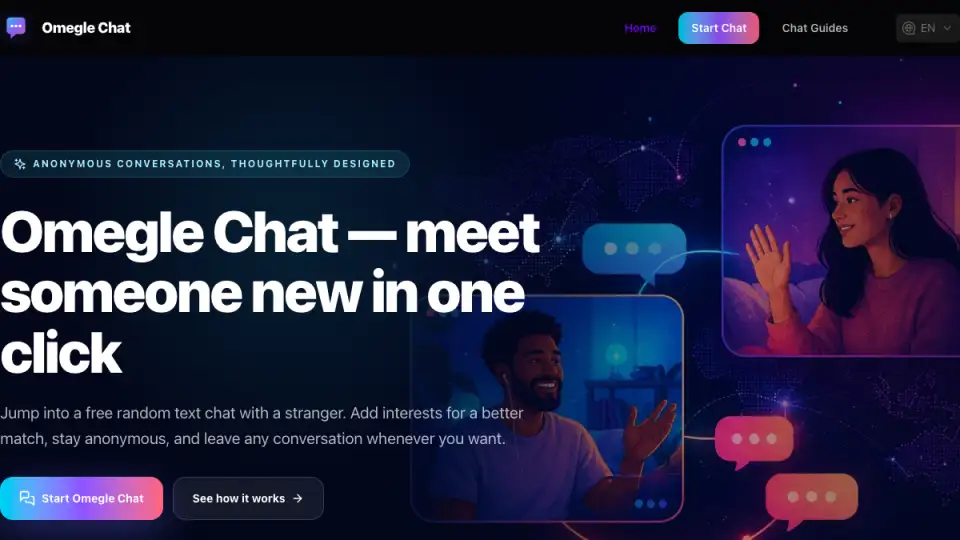 Homepage preview of Omegle Chat
