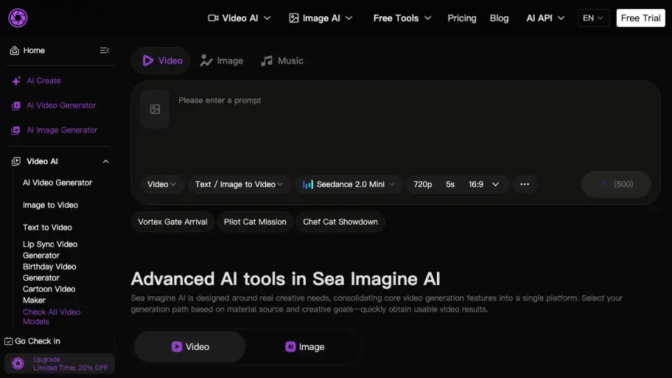 Homepage preview of Sea Imagine AI