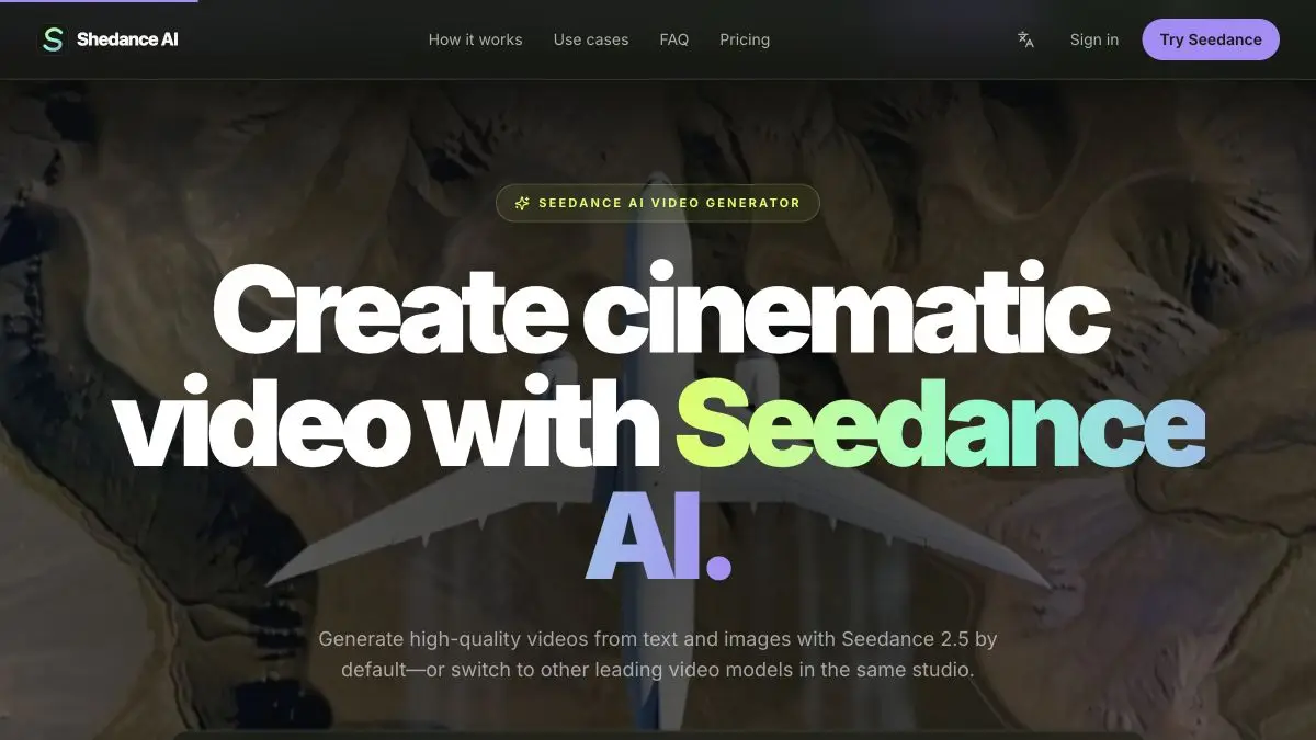 Homepage preview of Shedance AI