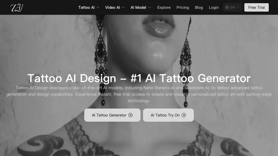 Homepage preview of Tattoo AI Design